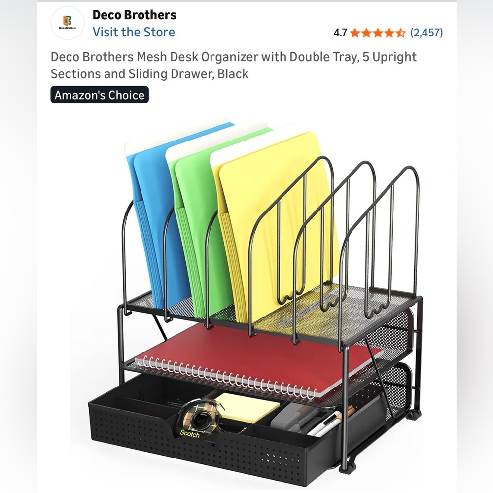 Deco Brothers Black Mesh File Organizer